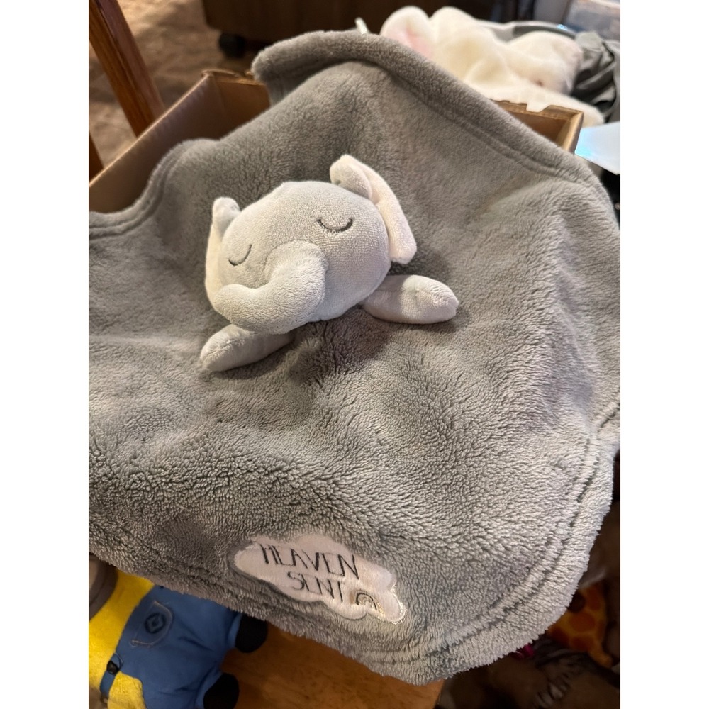 Sandy & Simon Grey Elephant Lovey Heaven Sent Plush Security Blanket 14x14